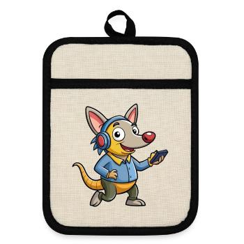 Aardvark Funny Cartoon Character Casque Musique - Maniques avec dos en caoutchouc - lin/noir  - Devant