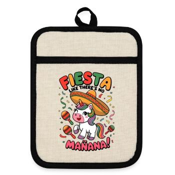 Fiesta Like There’s No Mañana! - Pot holders with rubber back - linen/black  - Front