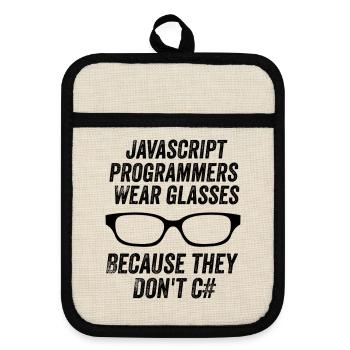 Lustige Javascript-Programmierer - Topflappen mit Gummirückseite - Leinen/Schwarz  - Vorne