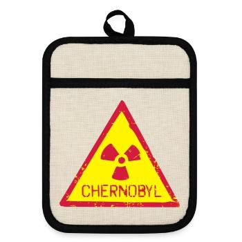 TSCHERNOBYL RADIATION WARNING ICON - Topflappen mit Gummirückseite - Leinen/Schwarz  - Vorne