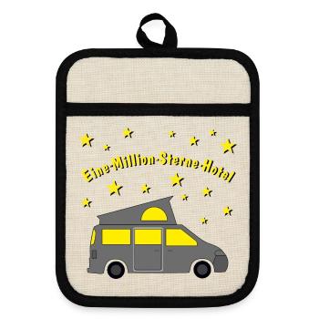 eine million sterne hotel campingbus - Topflappen mit Gummirückseite - Leinen/Schwarz  - Vorne