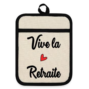 RETIREMENT. HAPPY RETIREMENT. HAPPY RETIREMENT - Pot holders with rubber back - linen/black  - Front
