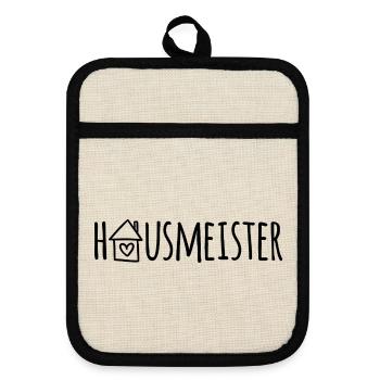 Hausmeister - Topflappen mit Gummirückseite - Leinen/Schwarz  - Vorne