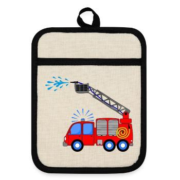 Camion de pompiers avec échelle et eau enfants - Maniques avec dos en caoutchouc - lin/noir  - Devant