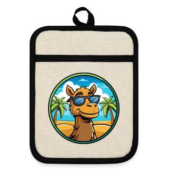 Camel Funny Cartoon Summer Beach Sunglasses Cool - Pot holders with rubber back - linen/black  - Front