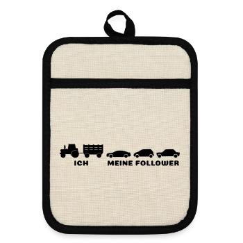 Ich, meine Follower - Bauer Landwirt - Topflappen mit Gummirückseite - Leinen/Schwarz  - Vorne