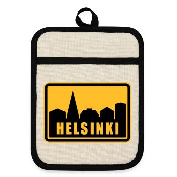 Helsinki - Pot holders with rubber back - linen/black  - Front
