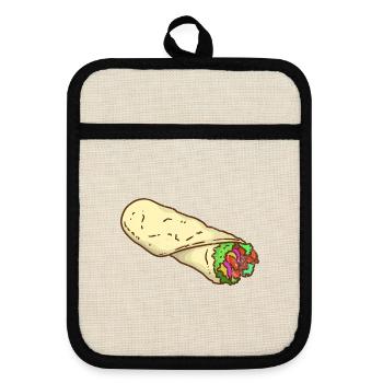 Saftiger Döner Lammfleisch Imbiss - Topflappen mit Gummirückseite - Leinen/Schwarz  - Vorne