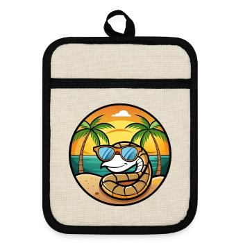 Snake Funny Cartoon Summer Beach Sunglasses Cool - Pot holders with rubber back - linen/black  - Front