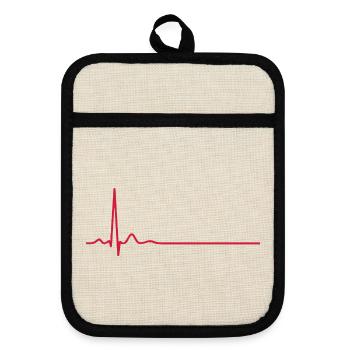 Herzschlag-EKG-Linie Medizinischer Pulswellen-Ikon-Vektor - Topflappen mit Gummirückseite - Leinen/Schwarz  - Vorne
