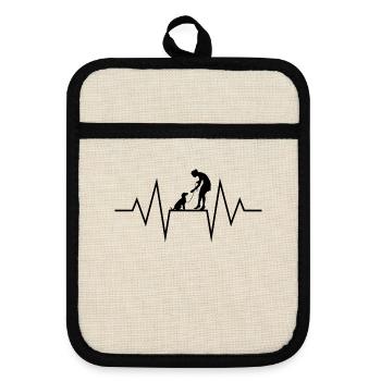 Hundetrainer Herzschlag Hundetrainerin Heartbeat - Topflappen mit Gummirückseite - Leinen/Schwarz  - Vorne