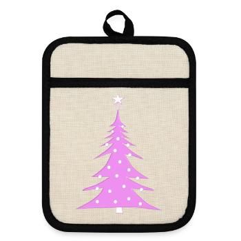 Weihnachtsbaum - Topflappen mit Gummirückseite - Leinen/Schwarz  - Vorne