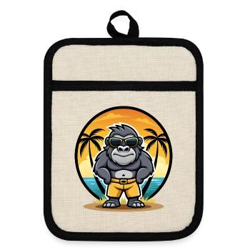 Gorilla Funny Cartoon Summer Beach Sunglasses Cool - Pot holders with rubber back - linen/black  - Front