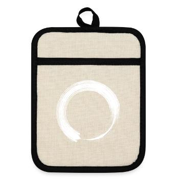 Kreis Design Symbol Bürste weiß - Topflappen mit Gummirückseite - Leinen/Schwarz  - Vorne