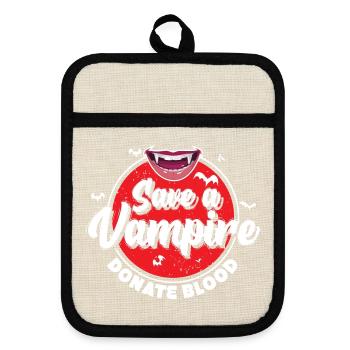 Beschütze Vampire Spende Blut - Topflappen mit Gummirückseite - Leinen/Schwarz  - Vorne