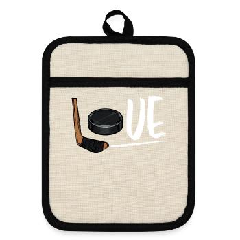 ice Hockey - Pot holders with rubber back - linen/black  - Front