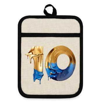 NO. 10 NUMBER 10 COOL 10TH BIRTHDAY - Pot holders with rubber back - linen/black  - Front