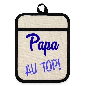 FROHER VATERTAG. PAPA. VATERTAG - Topflappen mit Gummirückseite - Leinen/Schwarz  - Vorne