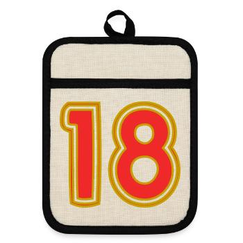 18. 18 YEARS OLD. 18th ANNIVERSARY. 18 BIRTHDAY. - Pot holders with rubber back - linen/black  - Front