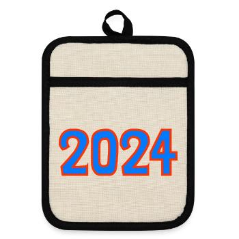 2024.BONNE ANNEE. SAINT SYLVESTRE. NOUVELLE ANNÉE. - Maniques avec dos en caoutchouc - lin/noir  - Devant