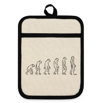 Die Evolution Silhouette Geschenk Shirt - Topflappen mit Gummirückseite - Leinen/Schwarz  - Vorne