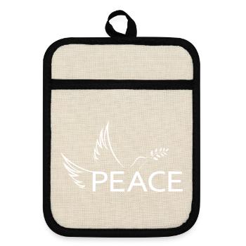 Peace Peace Dove of Peace Demo Protest Freedom - Pot holders with rubber back - linen/black  - Front