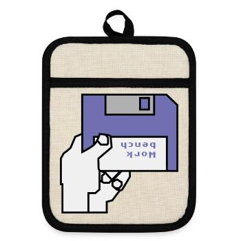 Work bench - Pot holders with rubber back - linen/black  - Front