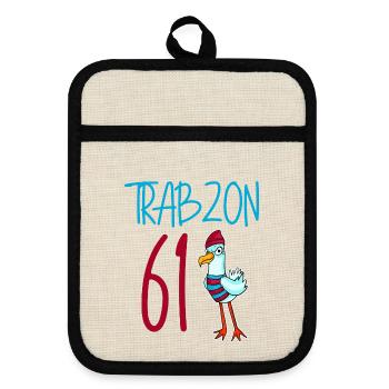 Trabzon 61 Turkey city - Pot holders with rubber back - linen/black  - Front