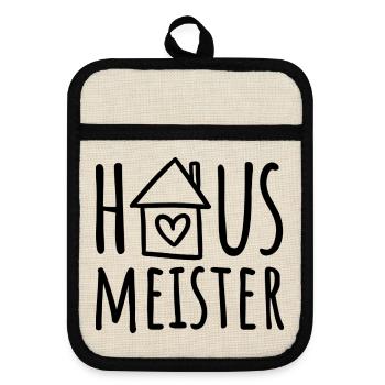 Hausmeister - Topflappen mit Gummirückseite - Leinen/Schwarz  - Vorne