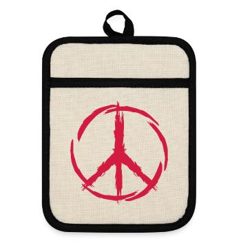 Peace Symbol Freiheit - Topflappen mit Gummirückseite - Leinen/Schwarz  - Vorne
