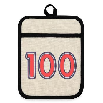 100. 100 YEARS. 100th ANNIVERSARY - Pot holders with rubber back - linen/black  - Front