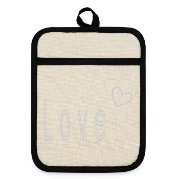 VALENTINSTAG. ICH LIEBE DICH. ICH LIEBE DICH. LIEBE. LIEBE - Topflappen mit Gummirückseite - Leinen/Schwarz  - Vorne