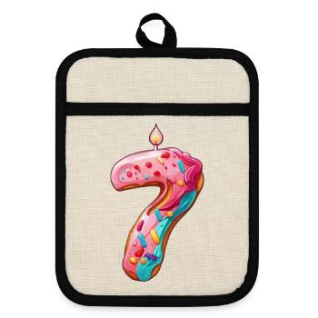 GÂTEAU NUMÉRO 7 SWEET 7E ANNIVERSAIRE - Maniques avec dos en caoutchouc - lin/noir  - Devant
