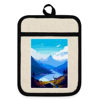 Snowdon Wales Uk Vintage Reiseposter Souvenir - Topflappen mit Gummirückseite - Leinen/Schwarz  - Vorne