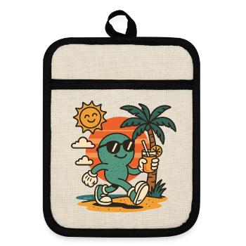 Good mood - Pot holders with rubber back - linen/black  - Front