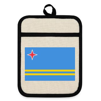 Aruba - Topflappen mit Gummirückseite - Leinen/Schwarz  - Vorne