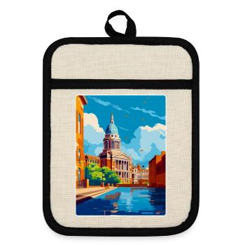Nottingham Uk Vintage Reiseposter Souvenir WPA - Topflappen mit Gummirückseite - Leinen/Schwarz  - Vorne