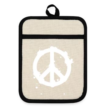 Peace Splash Guerrilla Print Style - Pot holders with rubber back - linen/black  - Front