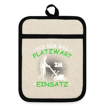 Platzwart Geschenkidee - Topflappen mit Gummirückseite - Leinen/Schwarz  - Vorne