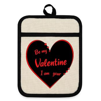 Valentinstag Herzen rot Valentin - Topflappen mit Gummirückseite - Leinen/Schwarz  - Vorne