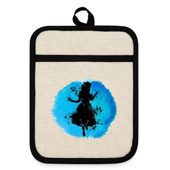 Alice in Underground - Pot holders with rubber back - linen/black  - Front