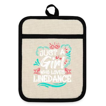 Linedance Geschenk - Topflappen mit Gummirückseite - Leinen/Schwarz  - Vorne