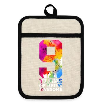 9 ANS D’ÊTRE GÉNIAL 9E ANNIVERSAIRE - Maniques avec dos en caoutchouc - lin/noir  - Devant