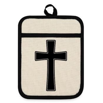 Religionsübergreifende Christen - Topflappen mit Gummirückseite - Leinen/Schwarz  - Vorne