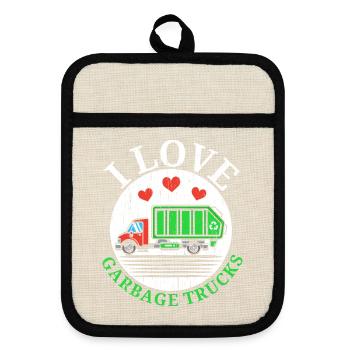 I Love Garbage Trucks Müllabfuhr Recycling - Topflappen mit Gummirückseite - Leinen/Schwarz  - Vorne