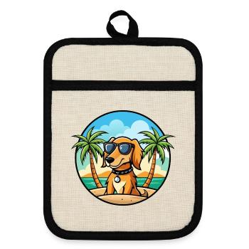 Azawakh Dog Breed Cartoon Sunglasses Beach - Pot holders with rubber back - linen/black  - Front