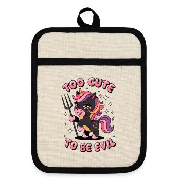 Too Cute To Be Evil - Pot holders with rubber back - linen/black  - Front