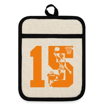 NUMBER 15 BASKETBALL 15TH BIRTHDAY - Pot holders with rubber back - linen/black  - Front