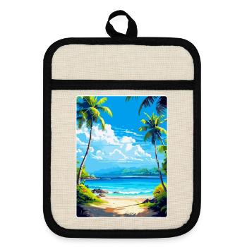 Inseln Karibik Reise Poster Souvenir - Topflappen mit Gummirückseite - Leinen/Schwarz  - Vorne