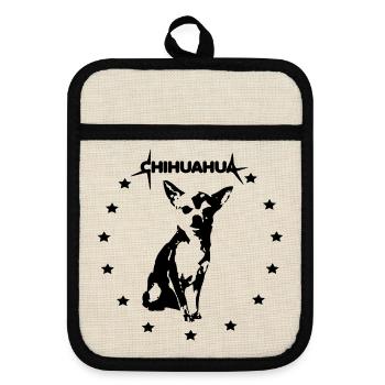 chihuahua - Topflappen mit Gummirückseite - Leinen/Schwarz  - Vorne